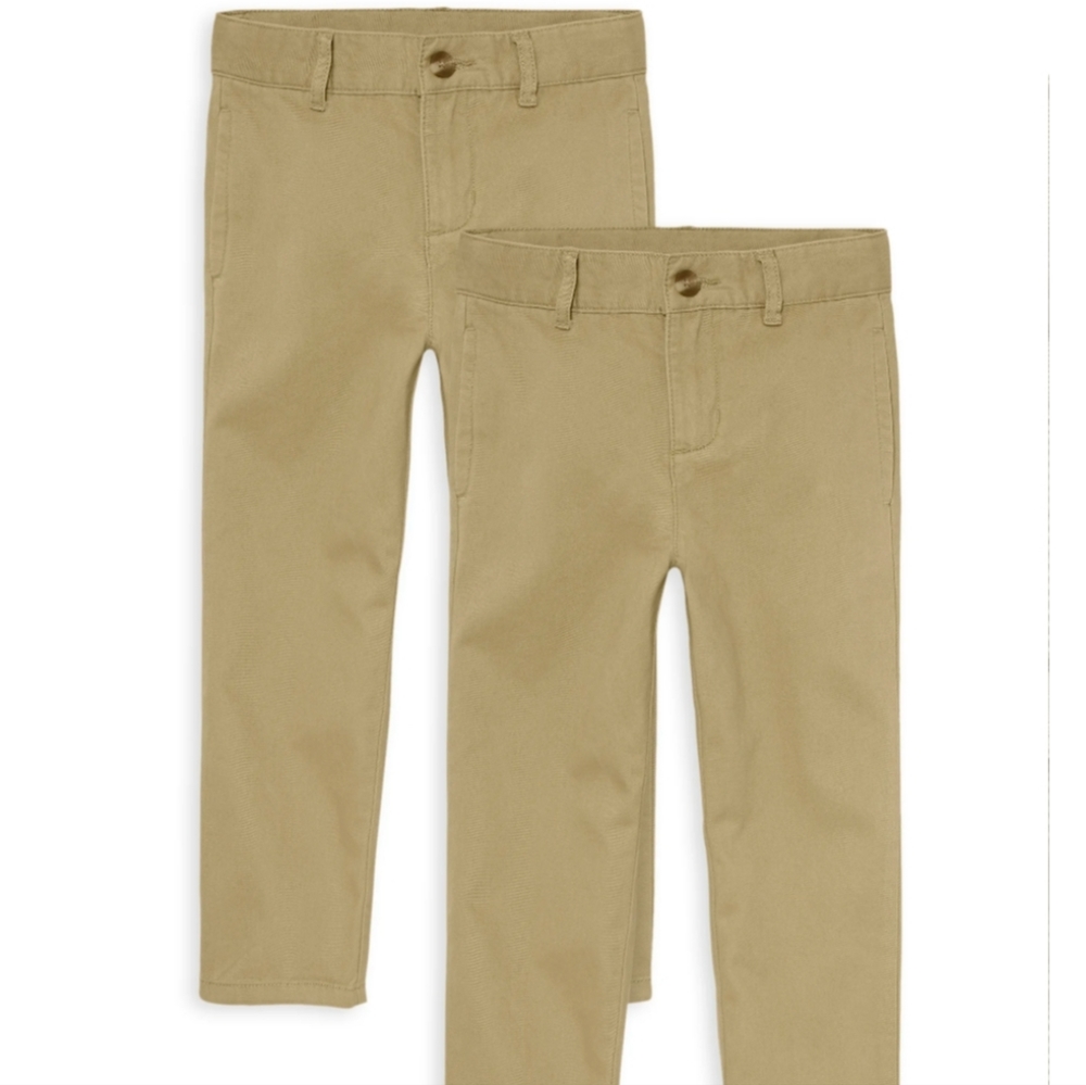 Boys Uniform Stretch Chino Pants 2-Pack - Flax Size 8